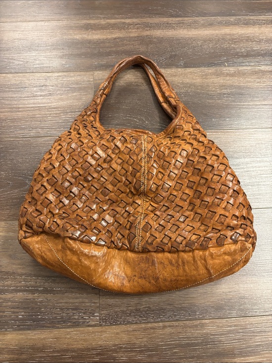 Sundance Handbags - Sundance Woven Leather Hobo Bag - Cognac Brown
